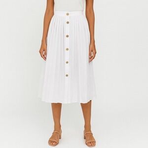 SKILLS & GENES White Poplin Pleated Midi Skirt EU 38 US Womens 2 Boho‎ Feminine